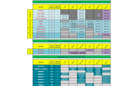 Planning de la Saison 2017-2018