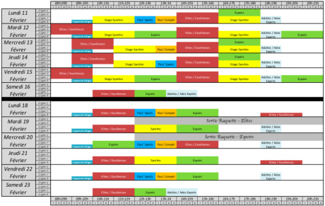 Planning des Vacances de Février